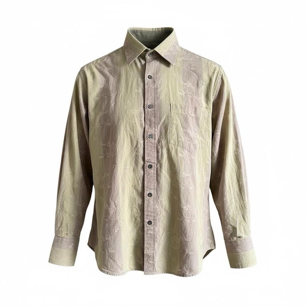 Kenneth Cole Beige Patterned Button Down Shirt - image 1